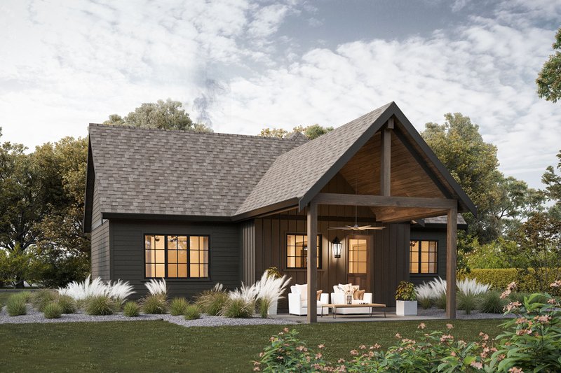 House Blueprint - Exterior - Rear Elevation for Cottage House Plan #1114-58 - 2 bed, 2 bath