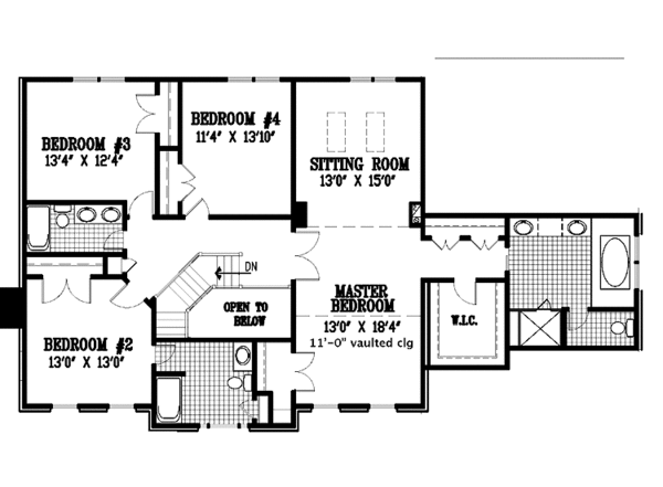 House Design - Classical Floor Plan - Upper Floor Plan #953-37