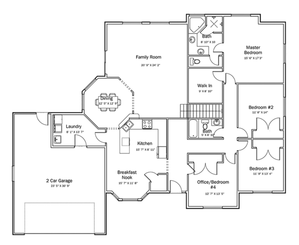 Architectural House Design - Ranch Floor Plan - Main Floor Plan #1060-34