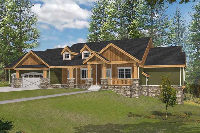 House Blueprint - Craftsman Exterior - Front Elevation Plan #1037-14