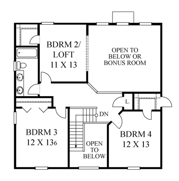 House Blueprint - Classical Floor Plan - Upper Floor Plan #1053-62