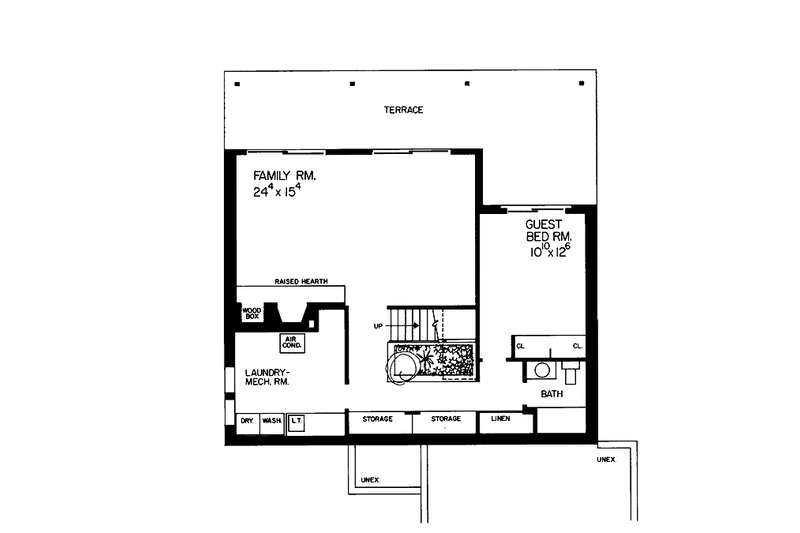 Home Plan - Floor Plan - Lower Floor for Contemporary House Plan #72-702 - 3 bed, 3.5 bath