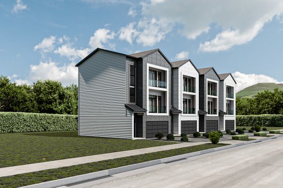 Exterior - Front Elevation 3 for Modern House Plan #1112-12 - 3 bed, 3.5 bath