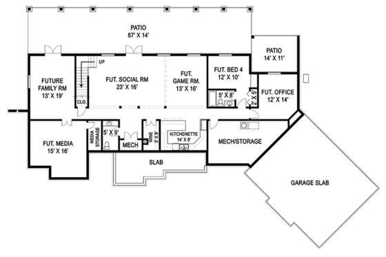Floor Plan - Lower Floor for Craftsman House Plan #119-426 - 3 bed, 3.5 bath
