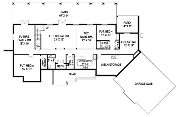 Architectural House Design - Craftsman Floor Plan - Lower Floor Plan #119-426