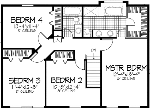 Home Plan - Classical Floor Plan - Upper Floor Plan #51-834