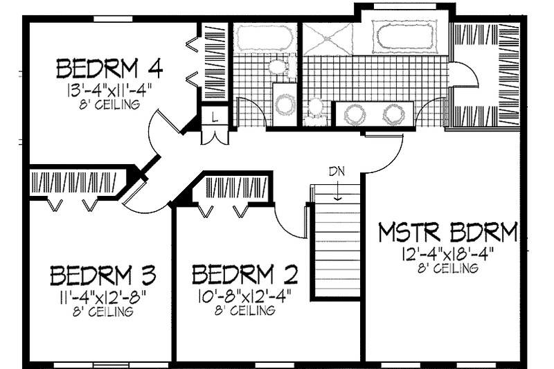 Home Plan - Floor Plan - Upper Floor for Classical House Plan #51-834 - 4 bed, 2.5 bath