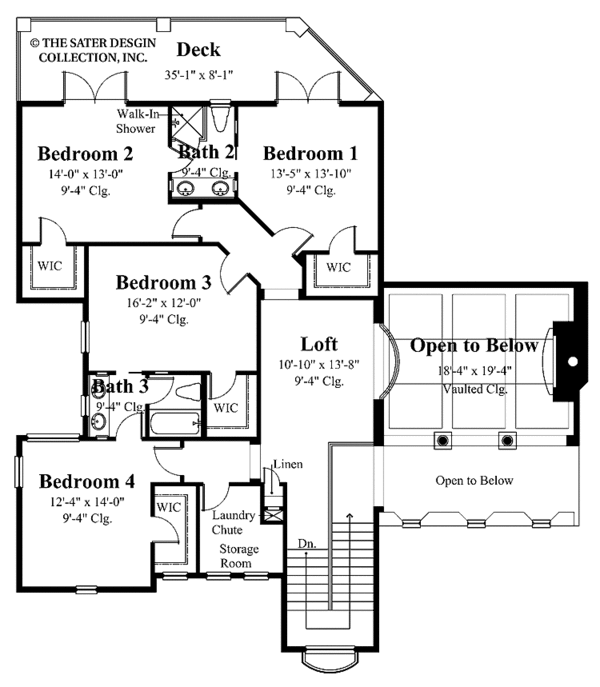 House Blueprint - Mediterranean Floor Plan - Upper Floor Plan #930-347