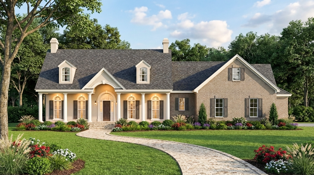 Exterior - Front Elevation 2 for Colonial House Plan #406-141 - 3 bed, 2.5 bath