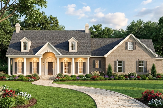 Exterior - Front Elevation for Colonial House Plan #406-141 - 3 bed, 2.5 bath