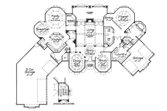 Floor Plan - Main Floor for European House Plan #20-1843 - 4 bed, 3 bath