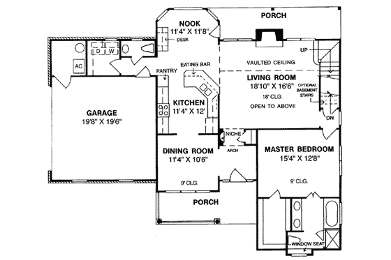 Floor Plan - Main Floor for Traditional House Plan #20-233 - 3 bed, 2.5 bath