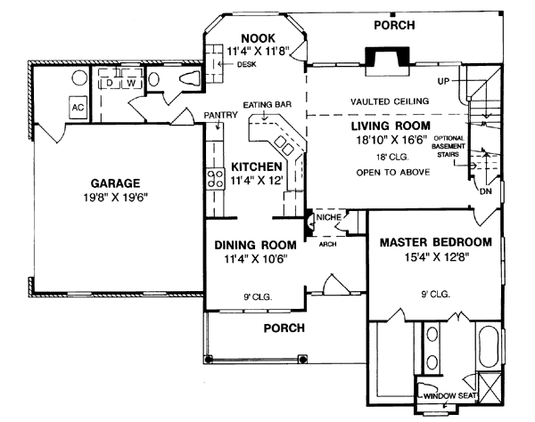 Architectural House Design - Traditional Floor Plan - Main Floor Plan #20-233