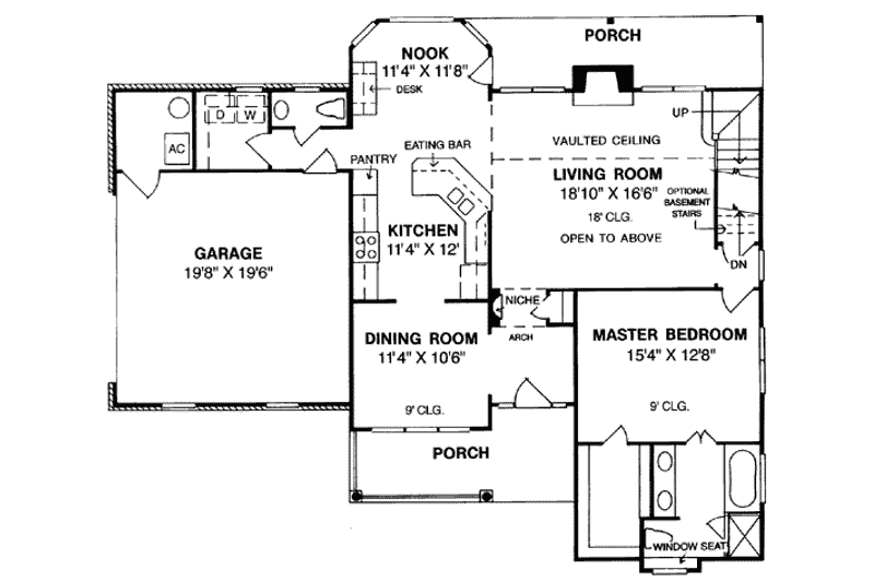 Dream House Plan - Floor Plan - Main Floor for Traditional House Plan #20-233 - 3 bed, 2.5 bath