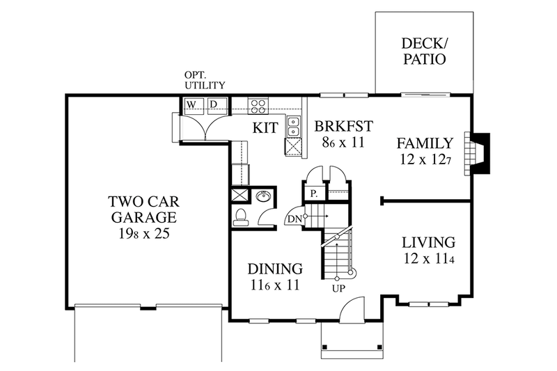 House Plan Design - Floor Plan - Main Floor for Colonial House Plan #1053-66 - 3 bed, 2.5 bath