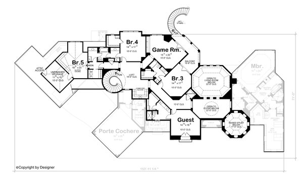 Architectural House Design - Mediterranean Floor Plan - Upper Floor Plan #20-2166