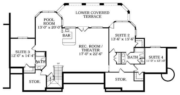 House Blueprint - Mediterranean Floor Plan - Lower Floor Plan #453-370