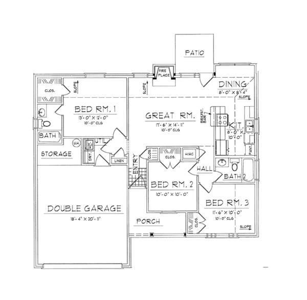 House Blueprint - Country Floor Plan - Main Floor Plan #42-615