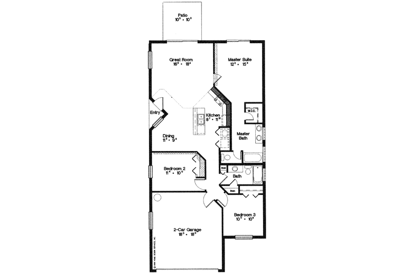 House Blueprint - Floor Plan - Main Floor for Mediterranean House Plan #417-676 - 3 bed, 2.5 bath