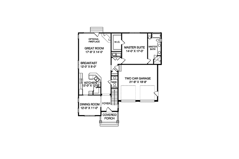 Home Plan - Floor Plan - Main Floor for Craftsman House Plan #413-895 - 3 bed, 2.5 bath