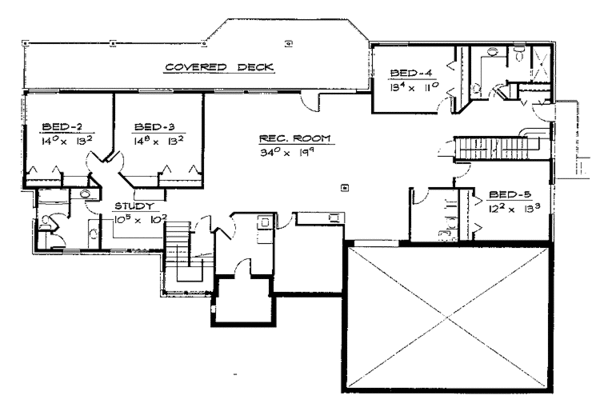 House Blueprint - Traditional Floor Plan - Lower Floor Plan #308-272
