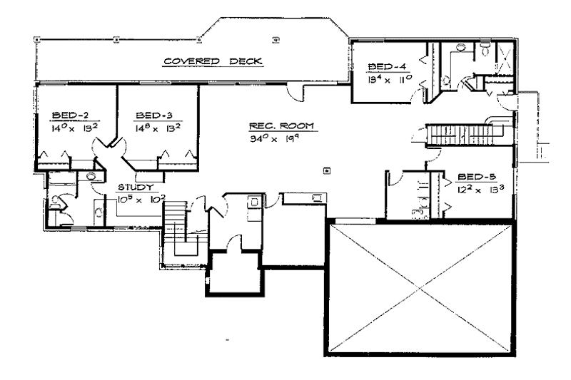 Dream House Plan - Floor Plan - Lower Floor for Traditional House Plan #308-272 - 2 bed, 2.5 bath