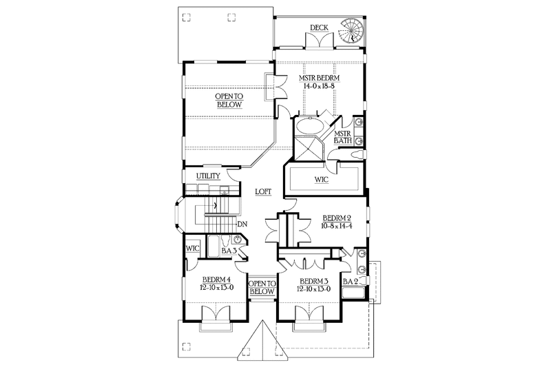 Home Plan - Floor Plan - Upper Floor for Craftsman House Plan #132-444 - 4 bed, 3.5 bath