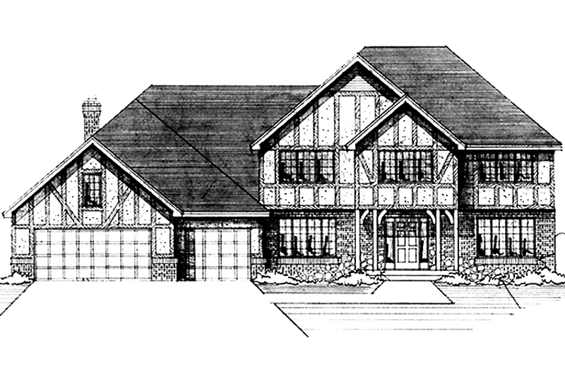 Home Plan - Exterior - Front Elevation 3 for Tudor House Plan #51-916 - 4 bed, 2.5 bath