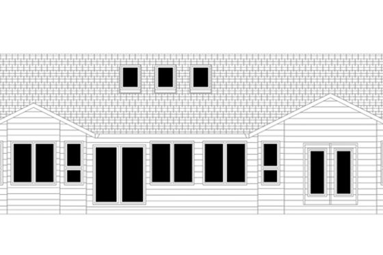 Exterior - Rear Elevation for Ranch House Plan #943-42 - 3 bed, 2 bath