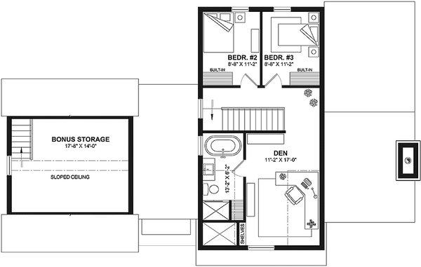 Country Floor Plan - Upper Floor Plan #23-2805