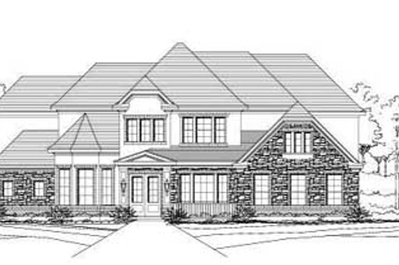 Exterior - Front Elevation for Traditional House Plan #411-183 - 5 bed, 3 bath