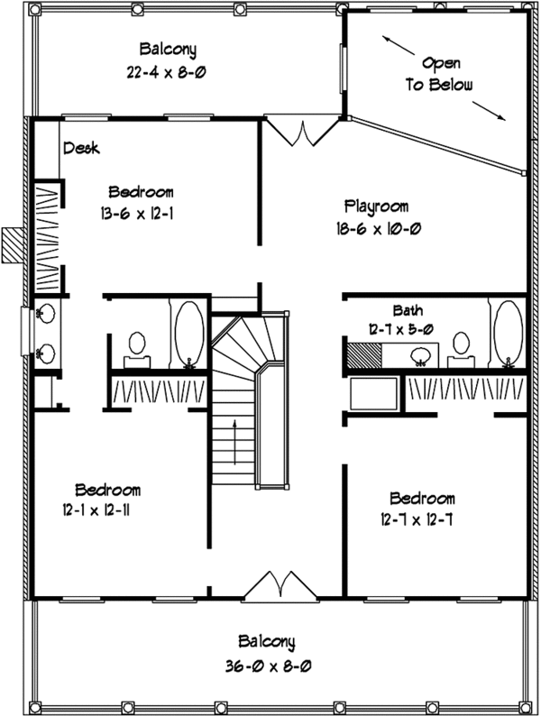 House Plan Design - Country Floor Plan - Upper Floor Plan #406-9633