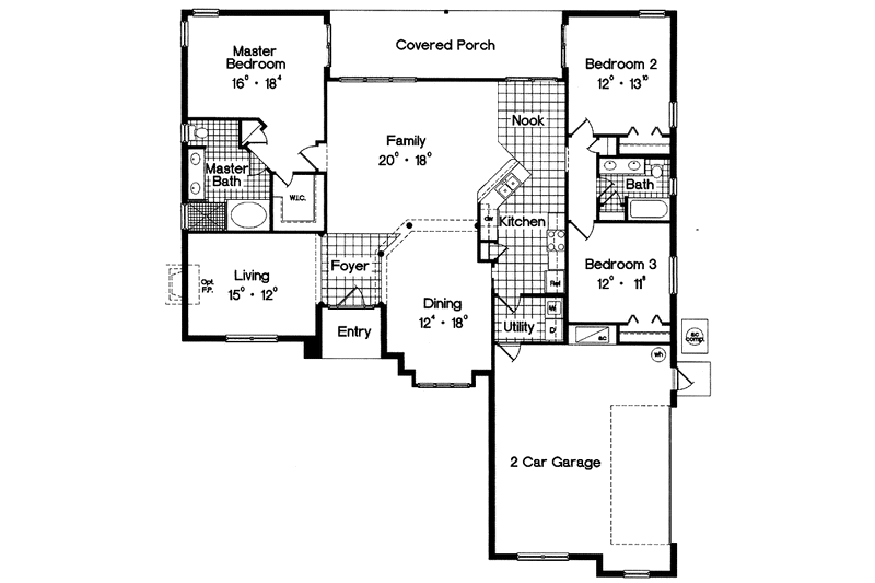 House Blueprint - Floor Plan - Main Floor for Country House Plan #417-696 - 3 bed, 2 bath