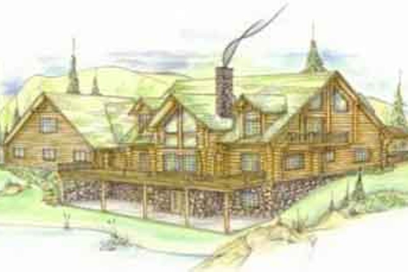 Architectural House Design - Log Exterior - Front Elevation Plan #117-121