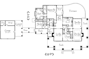 Floor Plan - Main Floor for Southern House Plan #71-125 - 4 bed, 4.5 bath