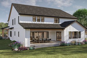 Exterior - Rear Elevation for Farmhouse House Plan #455-321 - 4 bed, 3.5 bath