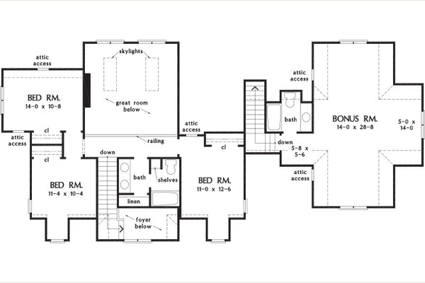 Farmhouse Floor Plan - Upper Floor Plan #929-1192