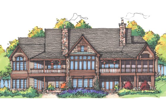 Exterior - Rear Elevation 2 for European House Plan #929-894 - 4 bed, 4.5 bath