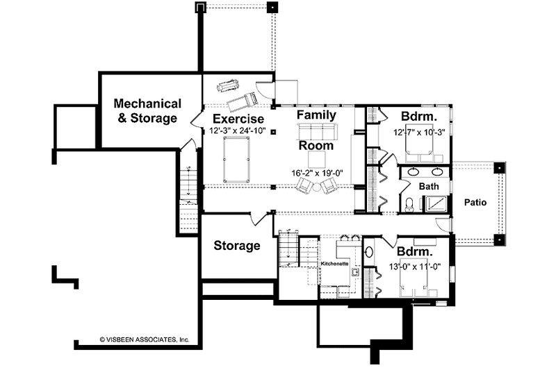 Home Plan - Floor Plan - Lower Floor for Prairie House Plan #928-50 - 3 bed, 2 bath