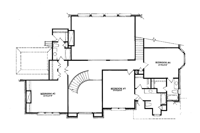 Home Plan - Floor Plan - Upper Floor for European House Plan #429-139 - 4 bed, 4 bath