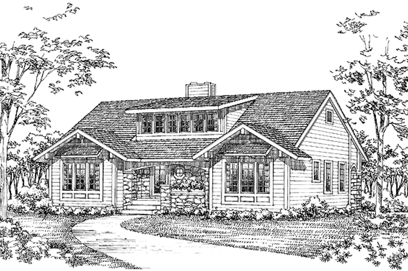House Blueprint - Craftsman Exterior - Front Elevation Plan #72-837