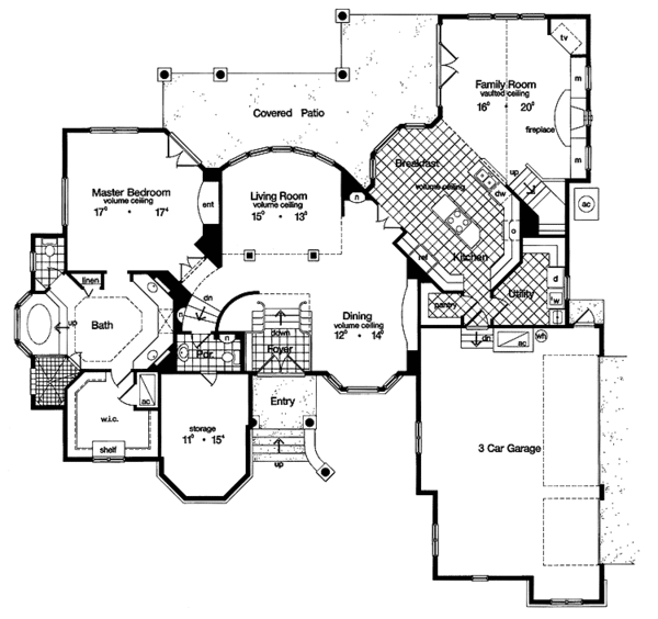 House Plan Design - Mediterranean Floor Plan - Main Floor Plan #417-665