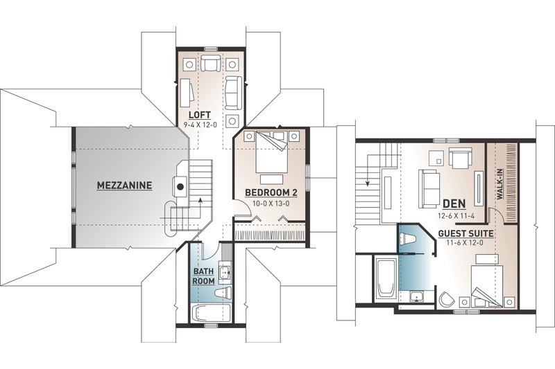 Architectural House Design - Floor Plan - Upper Floor for Southern House Plan #23-578 - 3 bed, 3.5 bath