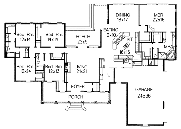 Architectural House Design - Classical Floor Plan - Main Floor Plan #15-358