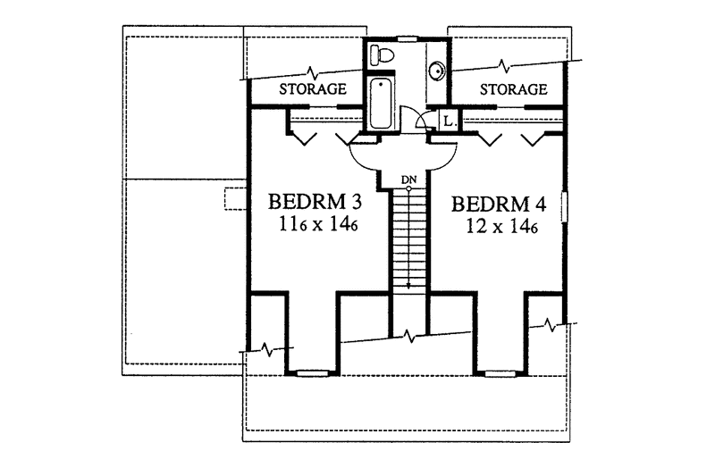 Dream House Plan - Floor Plan - Upper Floor for Country House Plan #1053-5 - 4 bed, 2 bath