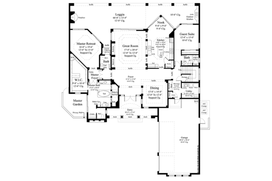 Floor Plan - Main Floor for Mediterranean House Plan #930-471 - 3 bed, 3.5 bath