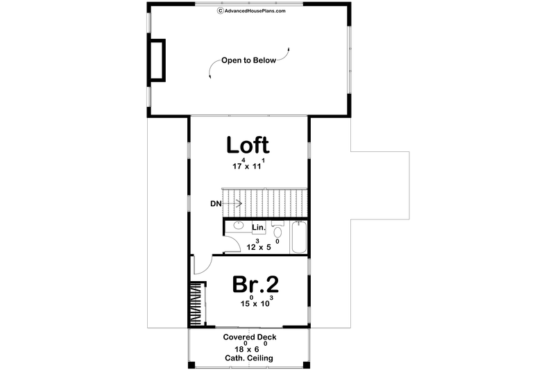 Home Plan - Floor Plan - Upper Floor for Modern House Plan #455-587 - 2 bed, 2 bath