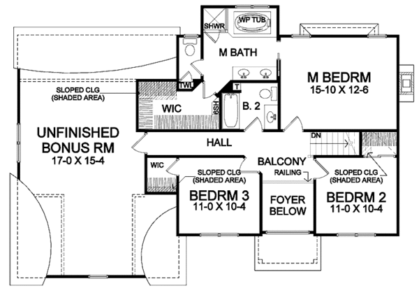 Home Plan - Traditional Floor Plan - Upper Floor Plan #328-356