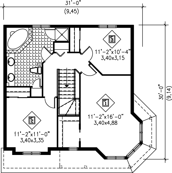 Victorian Floor Plan - Upper Floor Plan #25-2172