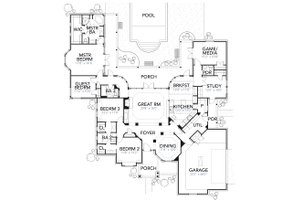 Floor Plan - Main Floor for Traditional House Plan #80-173 - 6 bed, 3.5 bath